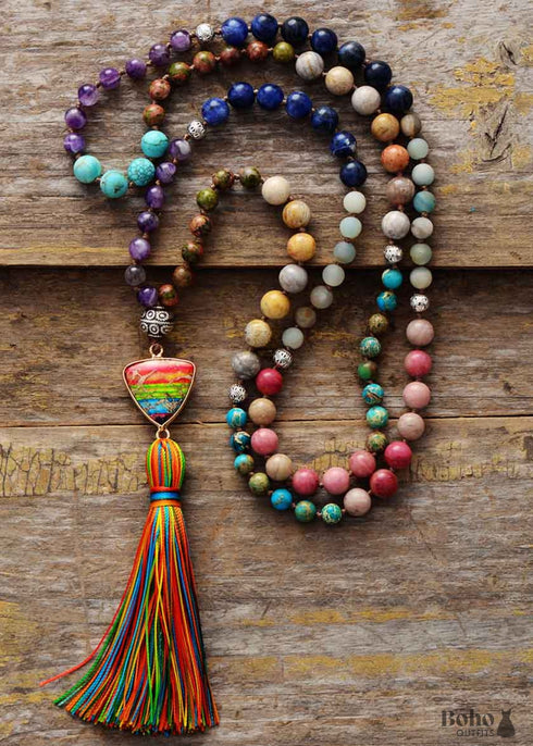 Boho Necklace, Mala Necklace, Seed Beads Rosary